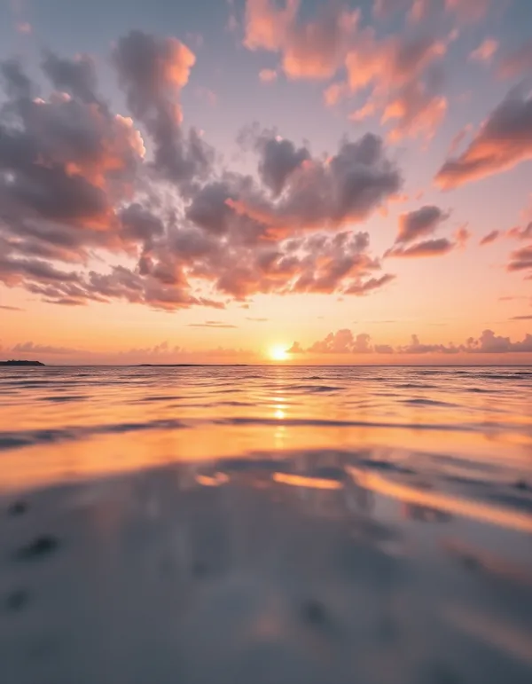 Beautiful sunset over the sea. Sunset over the sea. The sun sets over the ocean.